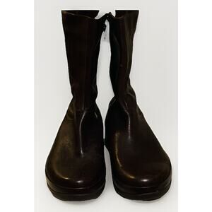 FitFlop Crush Dark Brown Mid Calf Boots Women’s 8 Side Zip Inside Leather Peel